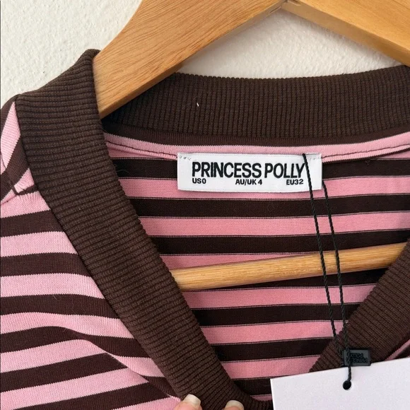 Princess Polly Pink and Brown Striped Top - Picture 3 of 5